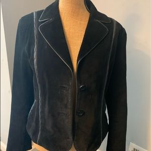 Anne Klein Misses Suede Leather Blazer Coat Size Medium Vintage